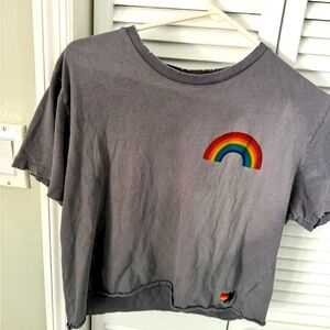 Aviator Nation cropped distressed Tee